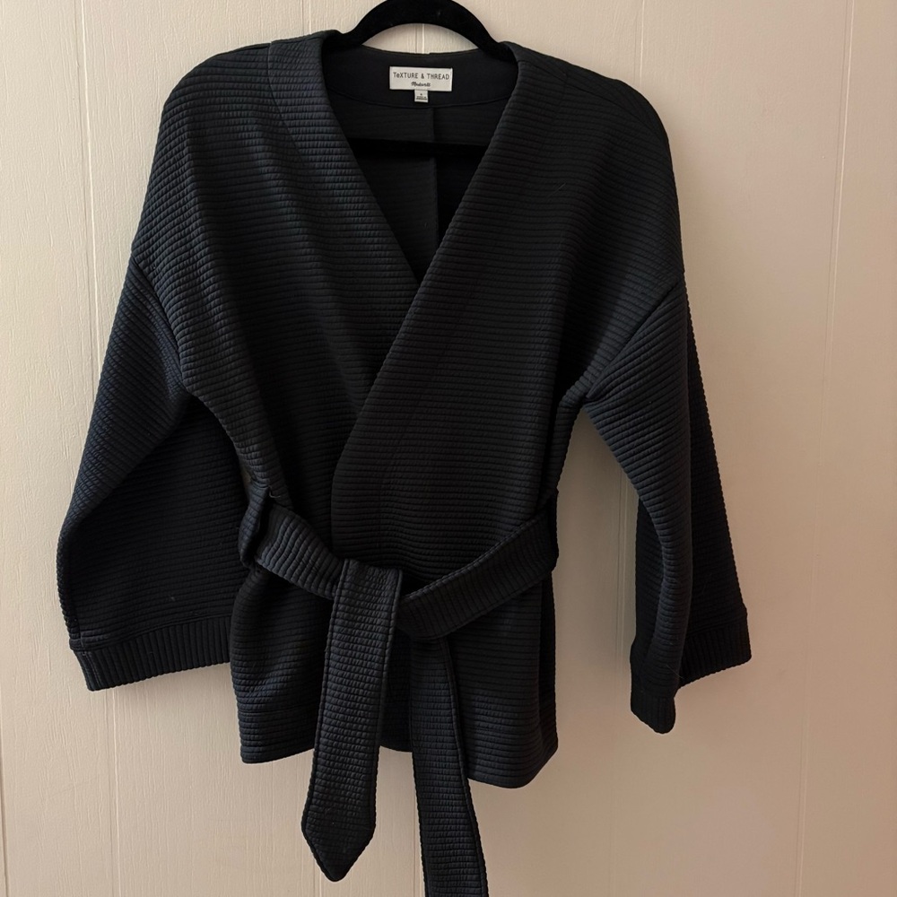 Madewell Texture & Thread Black Wrap Sweater